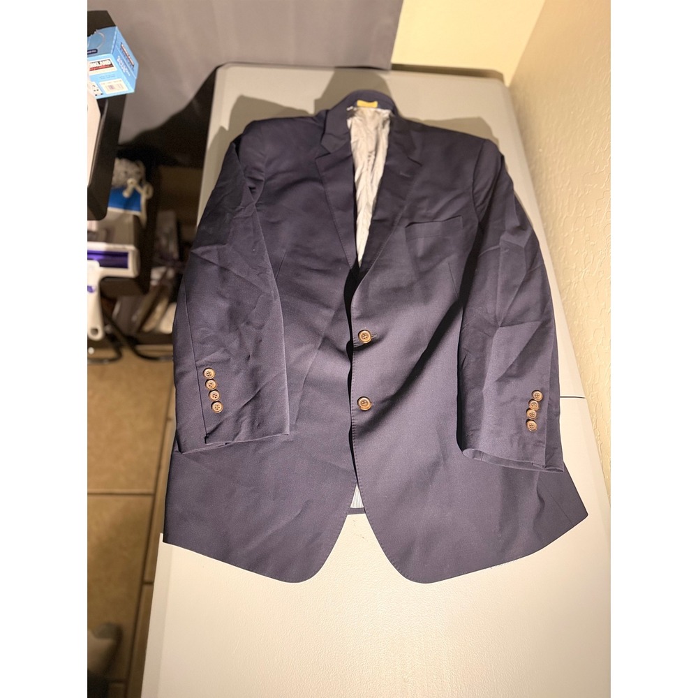 Brooks Brothers Explorer Fitzgerald Fit Navy Blue Wool Blend Blazer 48R Mens